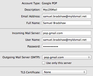 MyLDSMail.net Settings