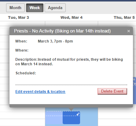 Image showing Weekly view showing wrong event information.