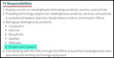 TS list of  meeting house items to manage